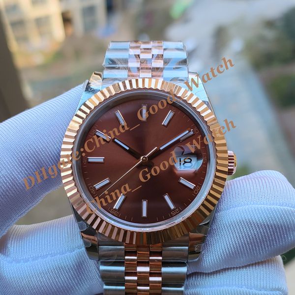 BP Factory 41mm Mens relógios 126331 Rose Gold Watch Jubileu Movimento de pulseira automática Wimbledon Chocolate Brown Crystal luminoso Sapphire Glass Watches