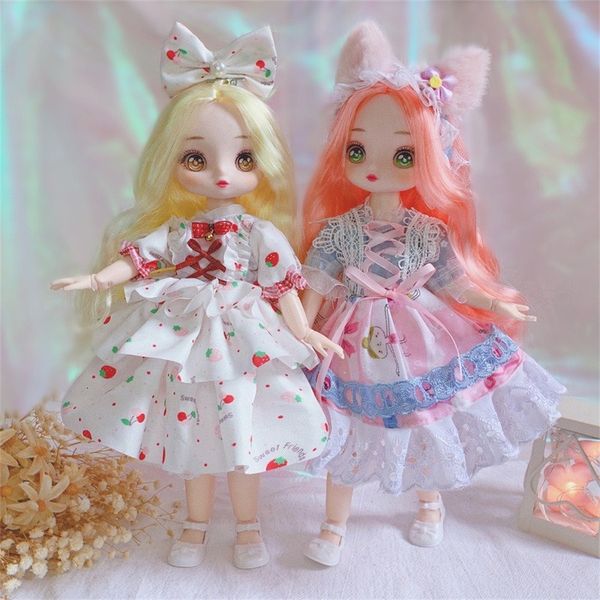 Puppen Anime Puppe Gesicht 30CM Puppe 20 bewegliche Glieder Bjd Puppen Mode Kleid DIY Spielzeugpuppen mit Schuhen für Kinder Geburtstagsgeschenke 230508