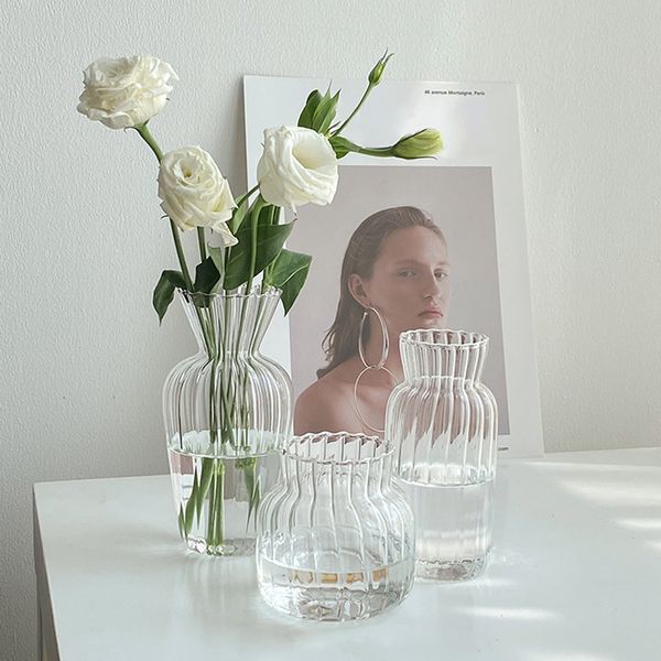Декоративные предметы прозрачные стеклянные вазы для растительной бутылки скандинавской цветочной вазы творческий гидропонный террариум контейнер для цветочного стола 230506