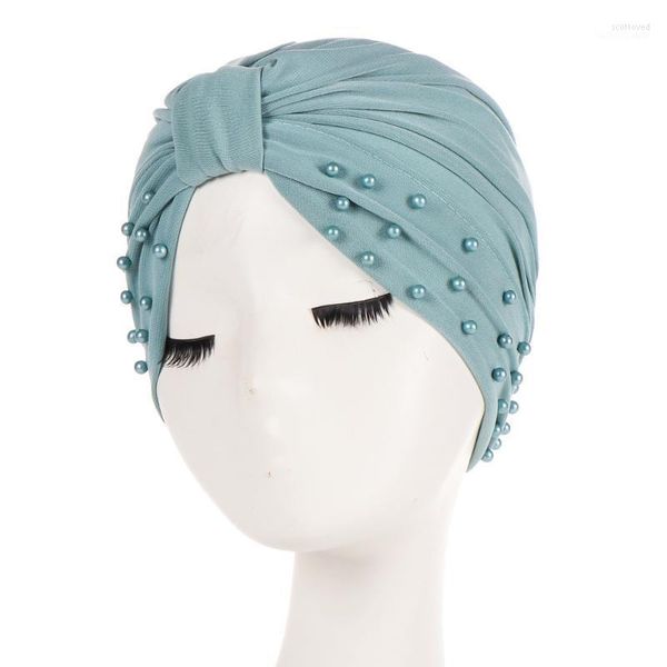 Berretti Beanie/Cranio Cappellini Perline di cristallo Donna Turbante Cap Cofano per capelli Musulmano Colore solido Beanie Copricapo avvolgente TB-271 Scot22