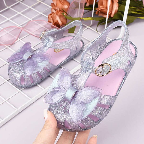 Sandalen Neue und Sommerschuhe Mädchen und Kinder Baotou Jelly Baby Bowl Sandalen Kinder Flache Schuhe