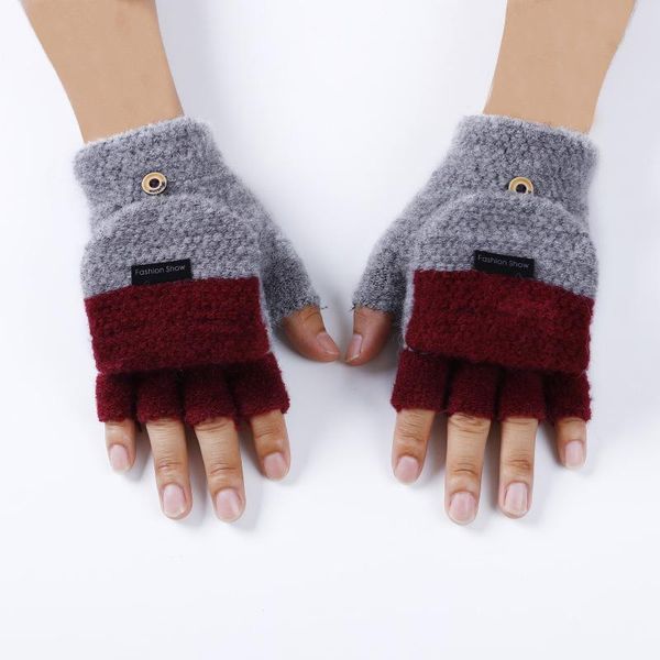 Luvas sem dedos 250Pairs / lote Autumn Winter Fashion for Men tricotado Mittens quentes quentes de retalhos mais quentes