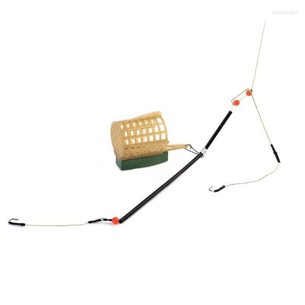 Feeder Carp Fishing Hair Rig Ganci Set Esche da esterno Gabbia Basket Tackle Accessori Strumenti 30-80g 07