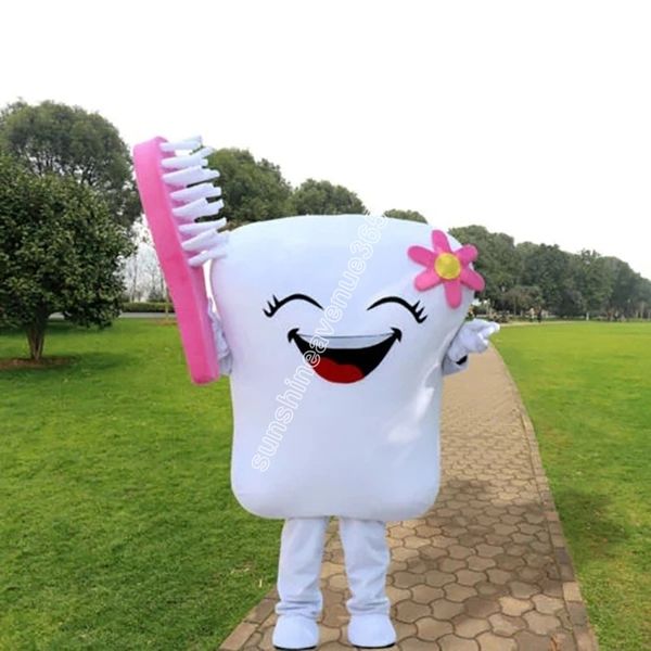 Hot Sales Mascote de dente traje de desenho animado de desenho anime carnaval carnaval unissex adultos tamanho festa de aniversário de Natal