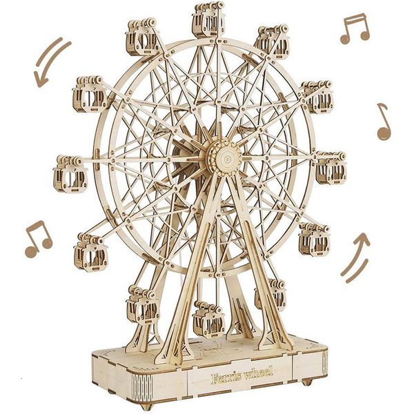 Puzzle 3D Robotime DIY Girevole 3d Puzzle in legno Music Box Ruota panoramica per regali 230508