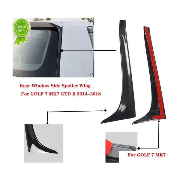 Outras partes de automóveis de fibra de carbono na janela traseira spoiler lateral asa de carstinando espelho acessórios de cauda para golfe 7 mk7 gtd r 2014 Drop Delive Dhplj