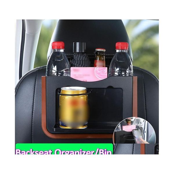 Organizzatore per auto Sedile Borsa portaoggetti pieghevole Scatola Sedile posteriore Portabicchieri Tavolo da pranzo Accessori Interni Consegna drop Cellulari Motociclette Dhtyz