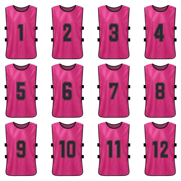 Palle 12 PC Adulti Soccer Pinnies Maglie della squadra di calcio Sport giovanili Scrimmage Soccer Team Training Bavaglini numerati Pratica Gilet sportivo 230508