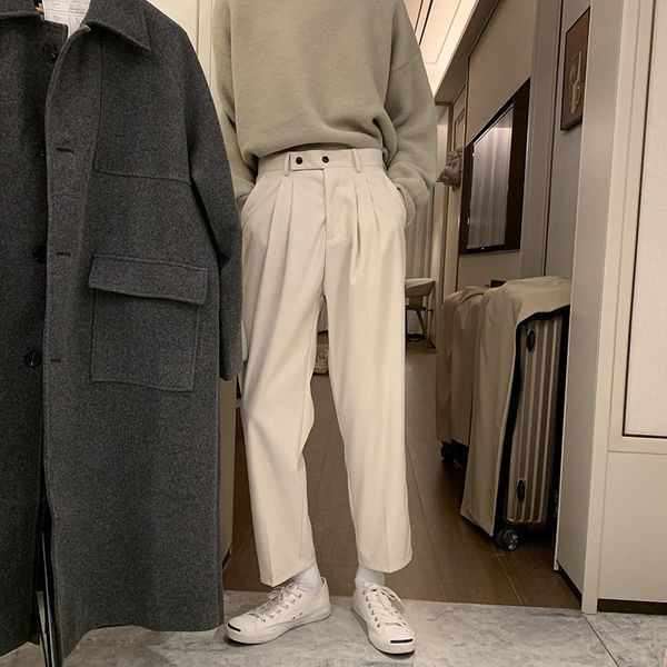 Herrenhosen Prowow Spring Men Pants Solid Straight Lose Hose Male All-Match Simple Nine Points Hose Korean Style Suit Pants 230508