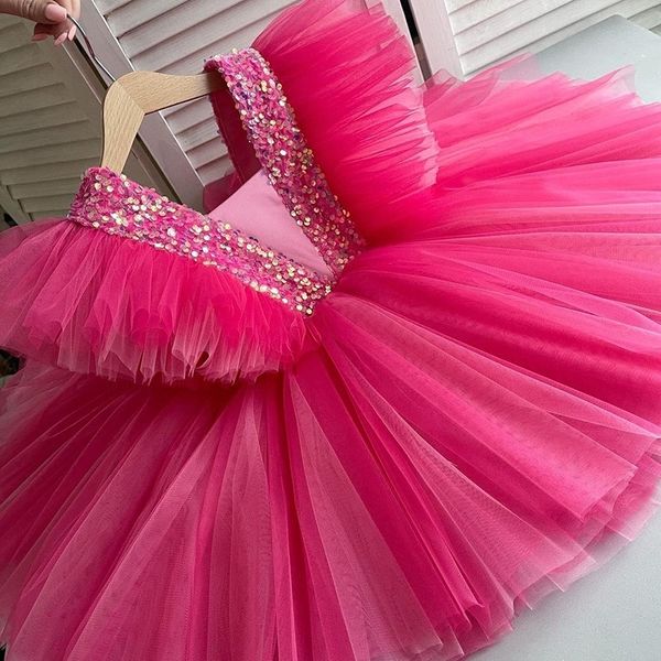 Abiti da ragazza Matrimonio Compleanno Per ragazze 3 8 anni Elegante paillettes per feste Tutu Abito da battesimo Bambini Bambini Abiti da spettacolo formale 230506