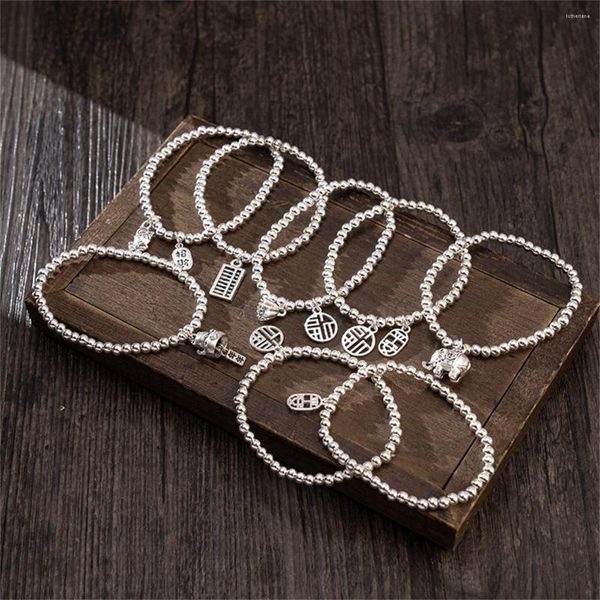 Bracelets de charme vintage Silver Plated Words for Women Creative traz riqueza segura boa sorte pulseira pulvelet jóias de amizade