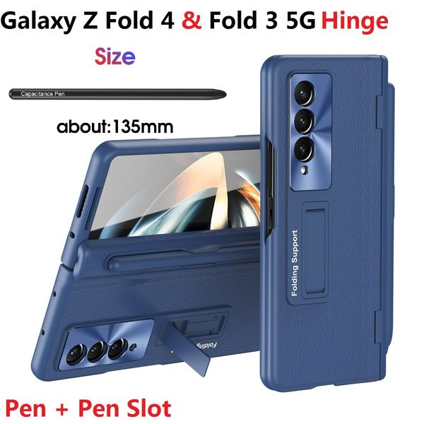 Ledertaschen für Samsung Galaxy Z Fold 4 Fold3 5G Case Pen Slot Bracket Scharnier Schutzfolie