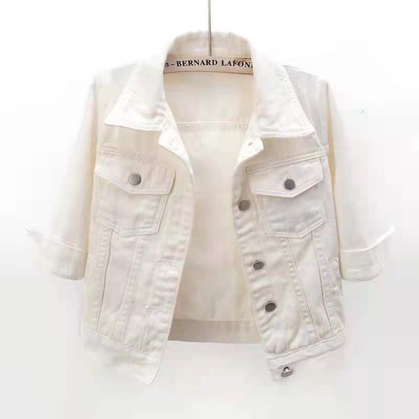 Jackets femininos da primavera Summer Women Jacket Tops de cor rosa sólida curta curta feminino feminino de três quartos de jaqueta jeans size s-5xl 230508