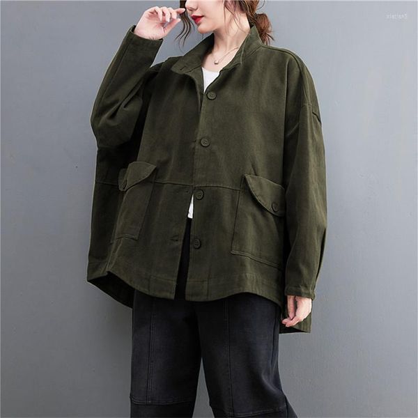 Jackets femininos 2023 Stand Collar Korea Street Fashion Fashion Blush Coats Loose Women Outwear Casual Casual