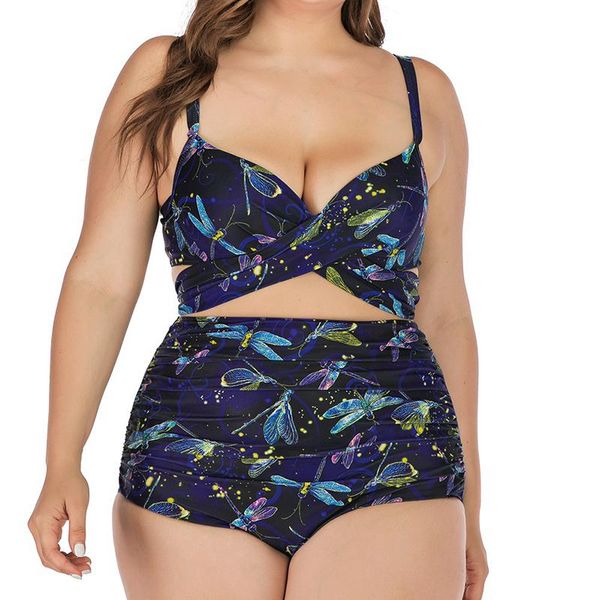 Damen-Badebekleidung im europäischen und amerikanischen Stil mit hoher Taille, fetter Frauen-Bikini, große Größe 5XL, mit Split-Body-Badeanzug, weiblich