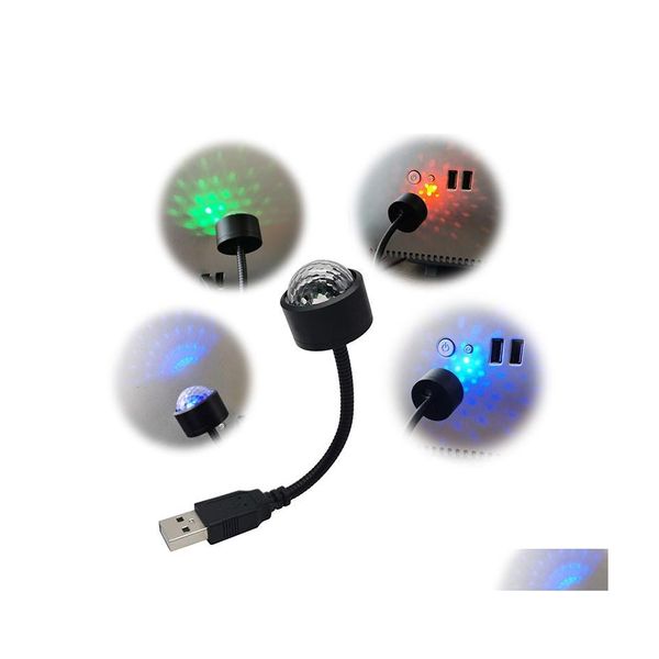 Luci decorative Led Atmosphere Lamp Car Voice Control Light Decorazione USB per la guida notturna 1 Pz Drop Delivery Cellulari Motorcycl Dhvlq