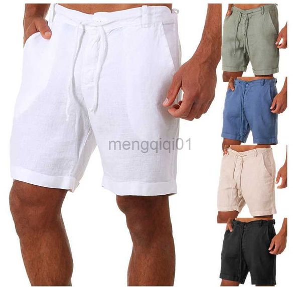 Pantaloncini da uomo 2023 Nuovi pantaloncini di lino in cotone Pantaloni da uomo Estate Tinta unita Allentati Drstring Pantaloni corti Uomo Streetwear Pantaloncini da spiaggia casual Y23