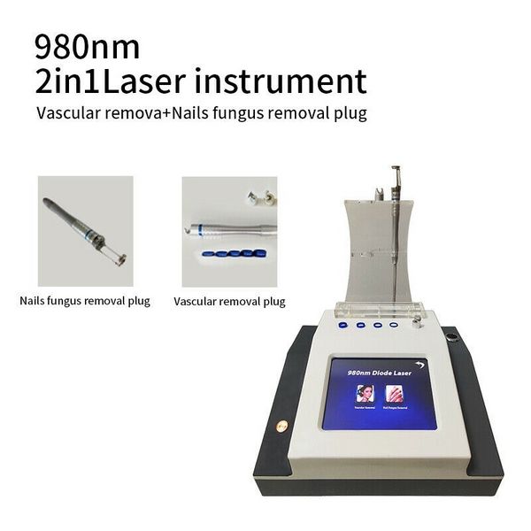 3 funzioni 980nm Diodo Laser Macchina per la rimozione delle vene del ragno vascolare Trattamento dei funghi delle unghie Vasi sanguigni rossi Rimozione delle vene del ragno Ringiovanimento della pelle con martello freddo