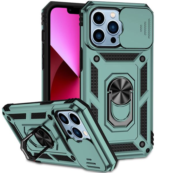 Caso de ímã à prova de choque de armadura híbrida para iPhone 13 mini 11 12 Pro Max XR XS Max 7 8 Plus Tampa de proteção contra lentes de slides