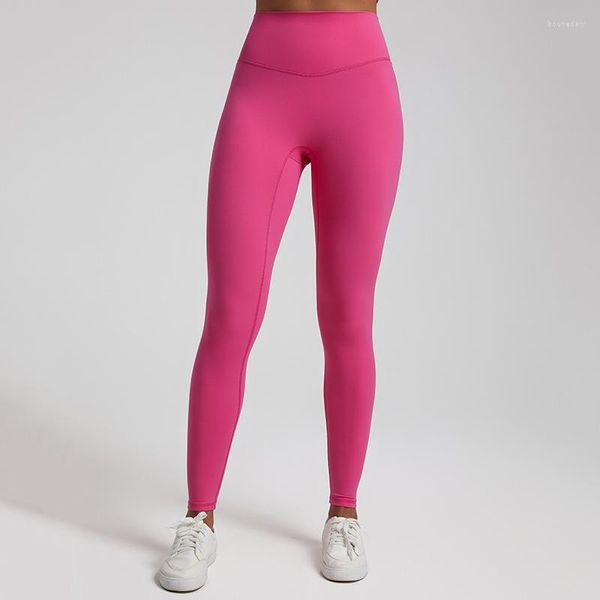 Calça ativa cor de cor sólida cintura frontal v yoga legging women compactação suporta academia mole high esport pant tight abrangente treinamento