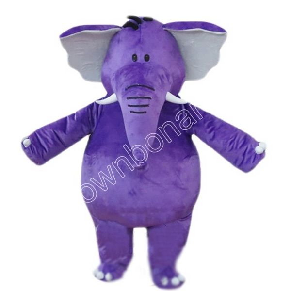 La mascotte dell'elefante viola di taglia adulta veste i costumi del vestito del personaggio dei cartoni animati del vestito da festa all'aperto di Natale Abbigliamento pubblicitario promozionale di taglia per adulti