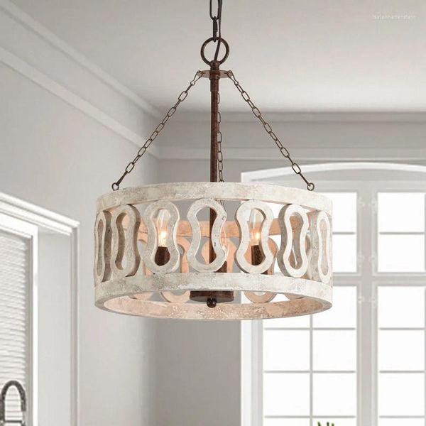 Подвесные лампы французская страна ретро -колесная столовая люстра дома американская домашняя дизайн домашнего дизайна спальня живая искусство