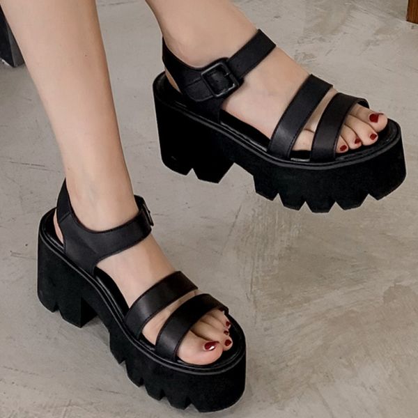 Sandalen Frauen Schuhe Schwarz Plattform Frauen Sandalen Sommer Weibliche Schuhe Frau Blockabsatz Mode Schnalle Kausalen Sandalen Hohe Qualität 230508