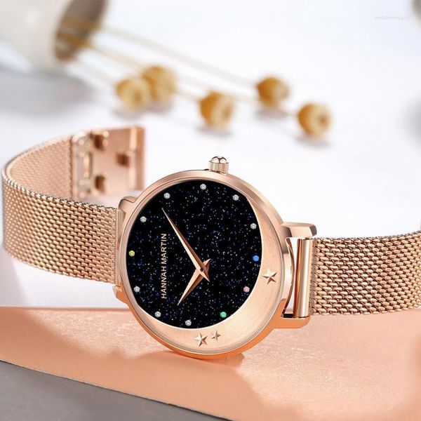 Armbanduhren High-End-Damenuhr Japan Importiertes Uhrwerk Strass mattiertes Edelstahl-Mesh-Armband wasserdicht Quarz