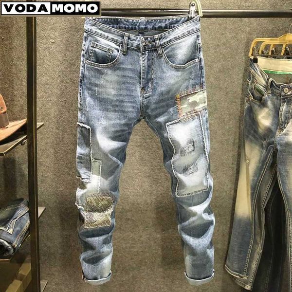 Jeans masculinos 2023 Autumn New Fashion Retro Hole Jeans Men calça calça algodão calça masculina de alta qualidade jeans DropShipp Pantalones Hombre Z0508