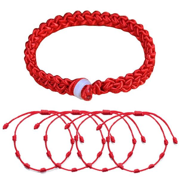 Braccialetti con ciondoli Nodi fatti a mano Rosso per donna Uomo Buona fortuna Braccialetto Corde regolabili Coppia Amicizia Corda da polso GioielliFascino