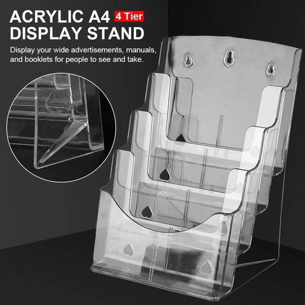 Organizzazione ACRYLIC A4 Display File Display Clear Storage Box Office Archiviazione A4 Serre Desktop Sorter Disktop Pocket e titolare di brochure