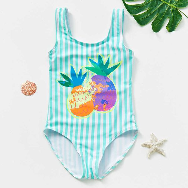 Çocuk Mayo 1-8 yaşındaki bebek ananas baskılı kız bir bikini çocuk plajı mayo p230602