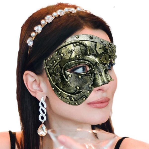 Partymasken Venezianische Halbgesichts-Punk-Maske im coolen Steampunk-Stil Halbgesichts-Punk-Maske für Halloween-Kostümparty Phantom der 230509