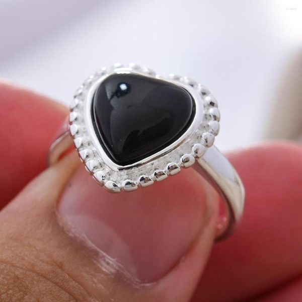 Anéis de casamento românticos amor negro amor resina platina plated tounhas anel de noivado para mulheres presentes nunca desaparecem