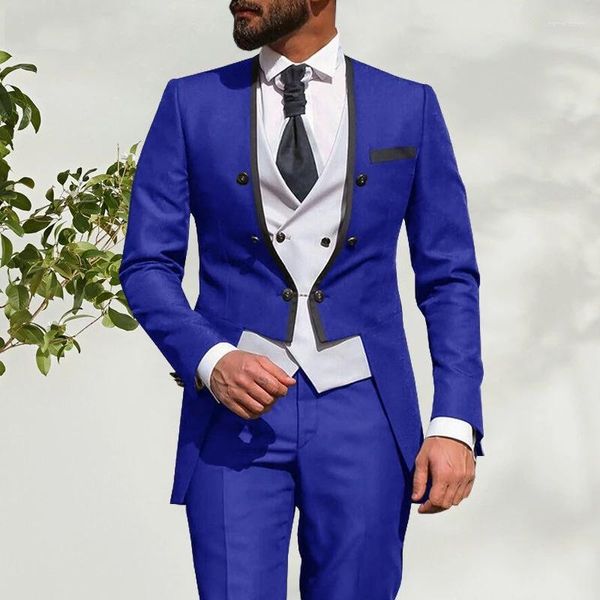 Herrenanzüge 6 Farben Männer 3 Stück weiße Weste Kostüm Homme Hochzeit Bräutigam tragen Smoking Terno Masculino Slim Fit Prom Jacket Pant