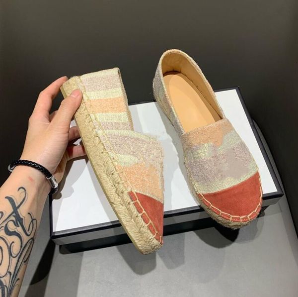 Designers Casual Women Dress Shoes Women Straw Flats Fisherman Luxury Shoes Summer Woman Flat Beach Dress shoes Mocassini moda Scarpe casual Taglia EUR35-42