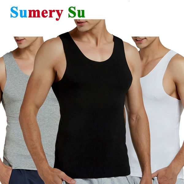 Tops canotte da uomo 2 uomini senza cuciture per cuciture modali fitness full elastico palestra estate giubbotto maschio top slip black black hundershirt 230509