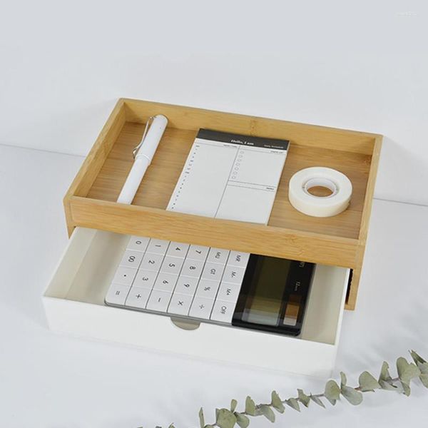 Scatole portaoggetti Scatola 1Pc Cassetti cosmetici Vetrina per gioielli Organizer per contenitori da tavolo Organizer per trucchi in bambù