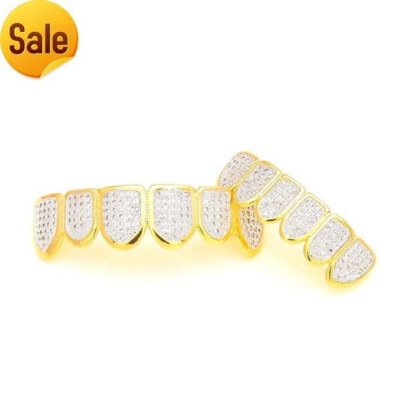 vendita calda Denti Griglie zanne gioielli hiphop micro pavimenta zirconi Iced Out Bling Diamond grillz per i denti