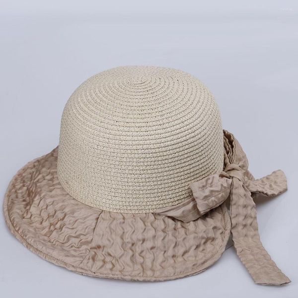 Cappelli larghi brim prua Panamas UV Protection Visor Visor Beach Elegant Women's Visor Caspetti pieghevoli Cappello per cappelli estivi per donne