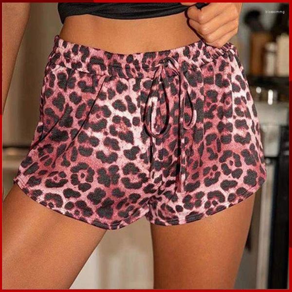 Pantaloncini da donna che vendono stampa leopardata digitale con lacci Casual slim fit tubo dritto Ragazza piccante sexy da spiaggia per donna