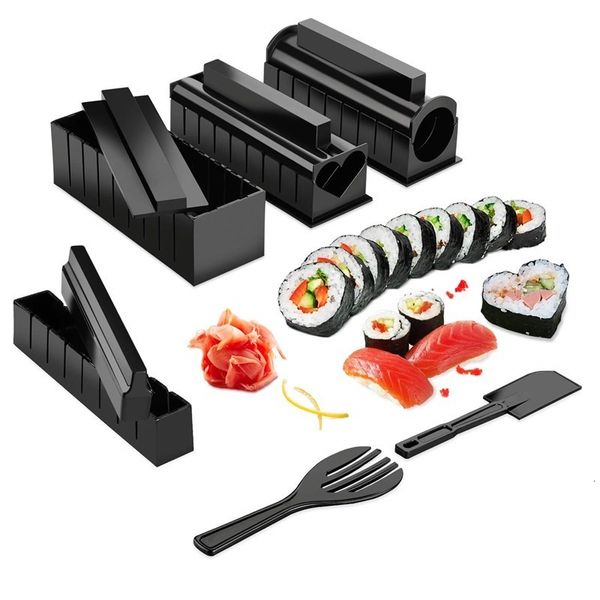 Sushi Tools 10 PCSset Diy Sushi Fazendo kit Roll Sushi Rice Rice Rold Moldes Cozinha Sushi Tools