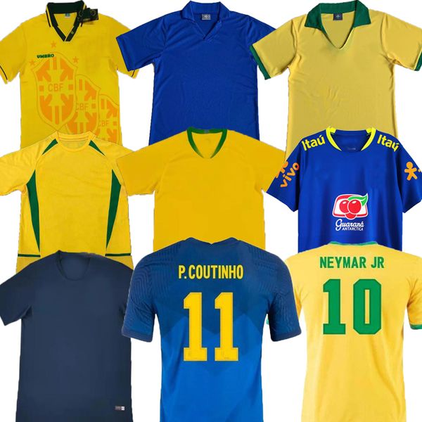 Retro Brasilien Fußballtrikots Top Qualität 1994 1988 1998 2000 2002 2004 2006 ROMARIO RONALDINHO RIVALDO KAKA 94 98 00 02 06 Fußball