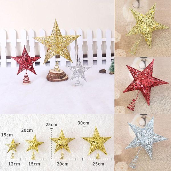 Weihnachtsschmuck Baum Topper Glitter Star Wohnkultur Frohe Pailletten Ornamente Bunte Handwerk Weihnachten DIY Zubehör1