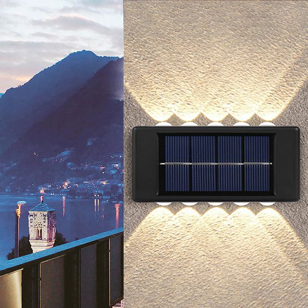 Luzes solares de parede solar Lâmpada solar à prova d'água ao ar livre Lâmpada solar LED LED LUZ LUZ AUTRIFICAÇÃO PARA O GARDEN PAVAGENS DACONIA DO BOLCONY