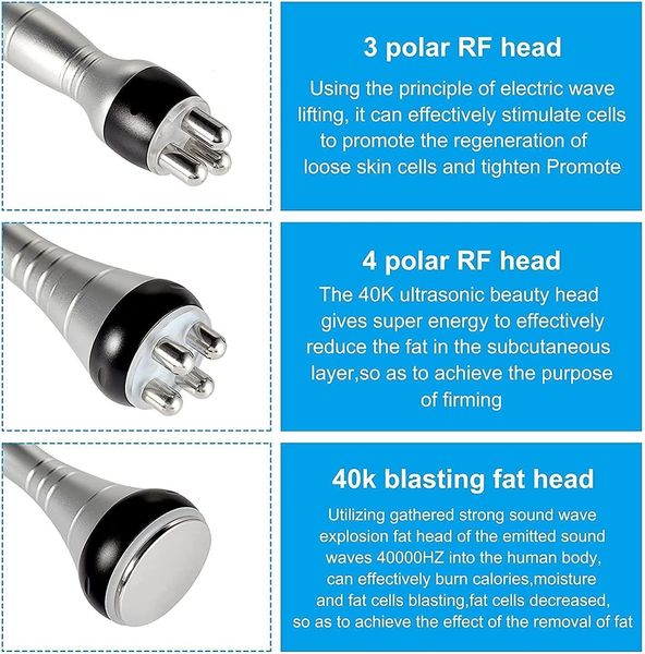 Massageador traseiro ferramenta rf 40k cavitação ultra-sônica máquina de emagrecimento corporal multipolar radiofrequência antirrugas rejuvenescimento pele lif