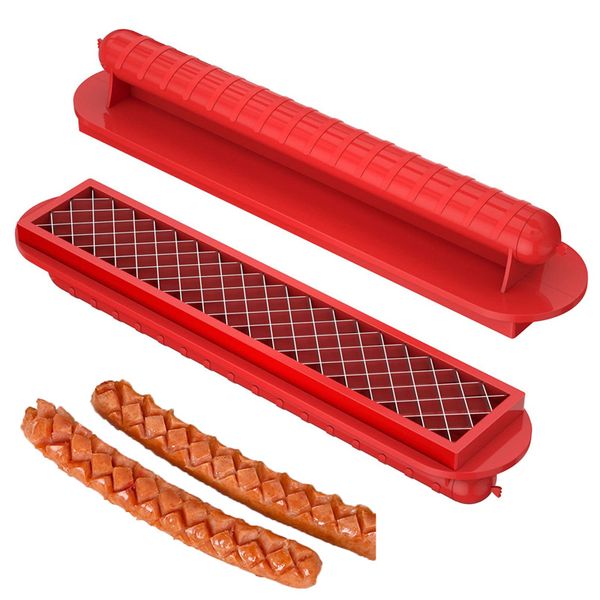 Hot Dog Schneidewerkzeug für Grill BBQ Küchenwerkzeuge Hot Dog Cutter Wurst Schinken Cut Tailgating Pattern Gadget