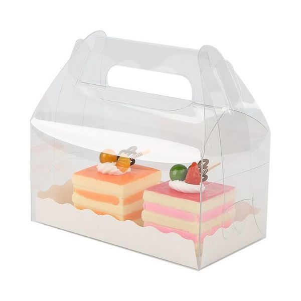 Brocada de presente 10pcs Caixa de bolo transparente Cupcake Ice Cream Pacote de alimentos de animais de estimação de plástico para materiais de aniversário de casamento Baby Showergift