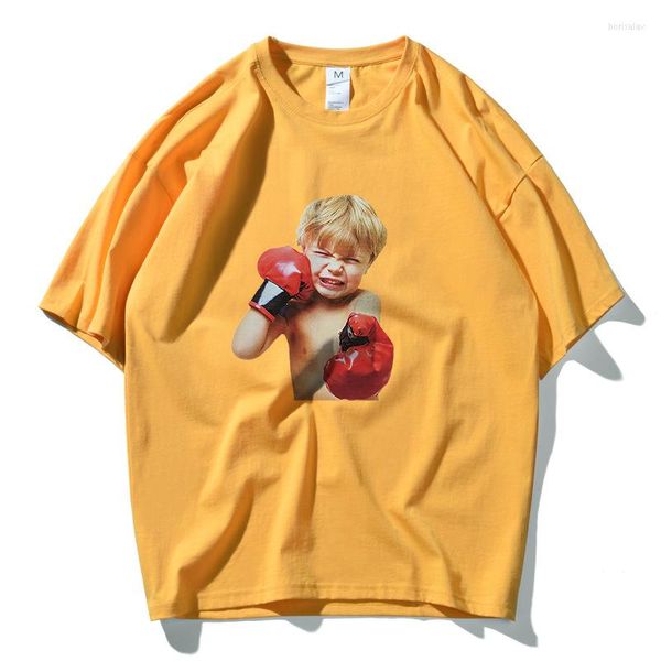 Erkek Tişörtleri Komik Boks Çocuk Baskı Büyük Boy Tişörtleri Harajuku Günlük Sokak Giyim Üstleri Tees Hip Hop Yaz Kısa Kollu