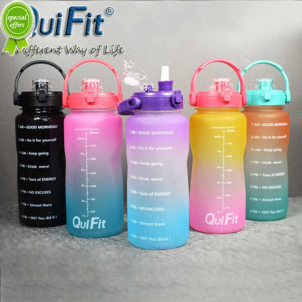 Quifit 2L/3.8L Boşluk Kapağı Galon Su Şişesi Kupası Zaman Damgası Tetikleyicisi BPA Spor Telefon Tutucu Fitness/Dış Mekan Su Şişesi